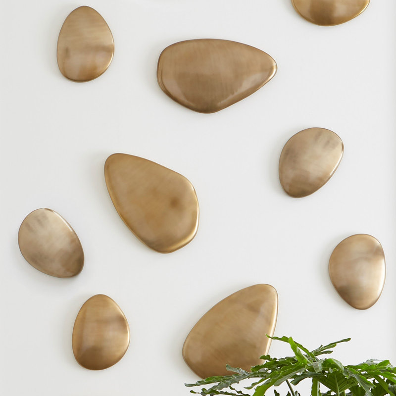 River Stone Wall Décor, Gold, 12" H x 16" W x 22" D