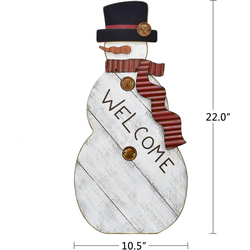 Panneau de bienvenue de Noël en bois bonhomme de neige