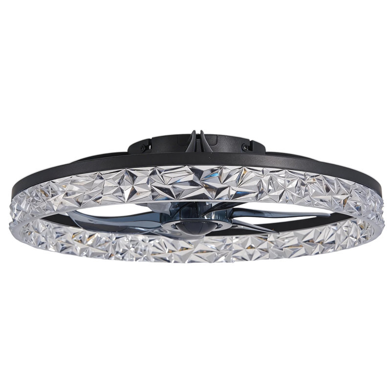 Ventilateur de plafond intelligent RVB avec télécommande - Plafonnier encastré à profil bas 18,9 po, moteur à courant continu réversible, 6 vitesses, 3 couleurs à intensité variable et RVB, faible bruit, minuterie de 4 heures, pour la cuisine du salon