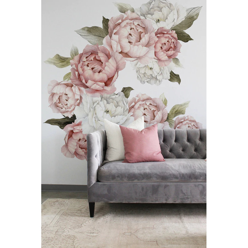 Adhésif décoratif pivoines rosées