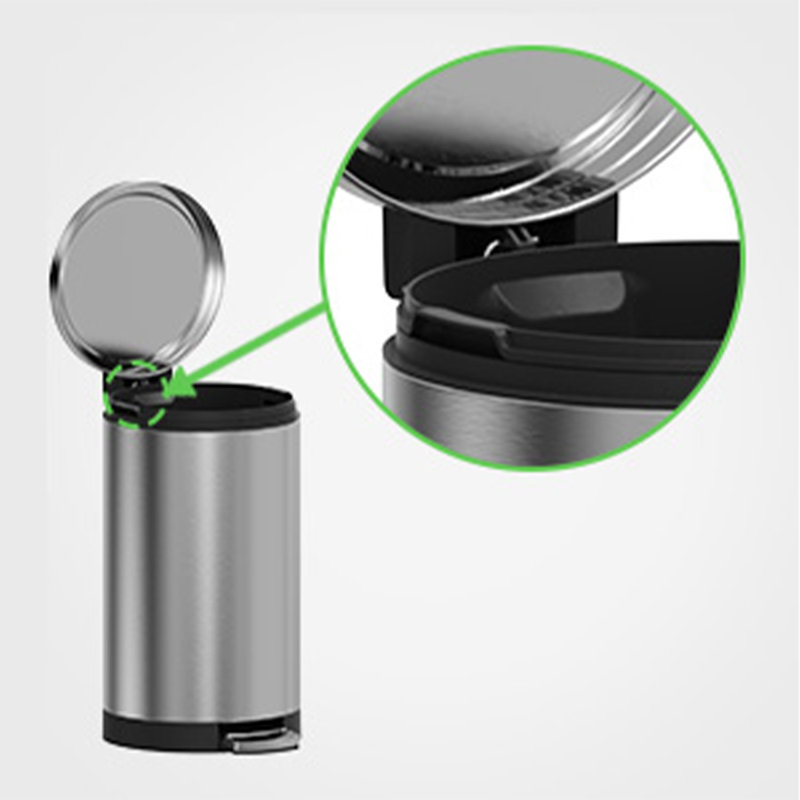 30 Liter Brushed Stainless Steel Cylindrical Step Trash Can
