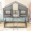 Lit superposé simple en bois avec toit, garde-corps et échelle Ackworth-923018766