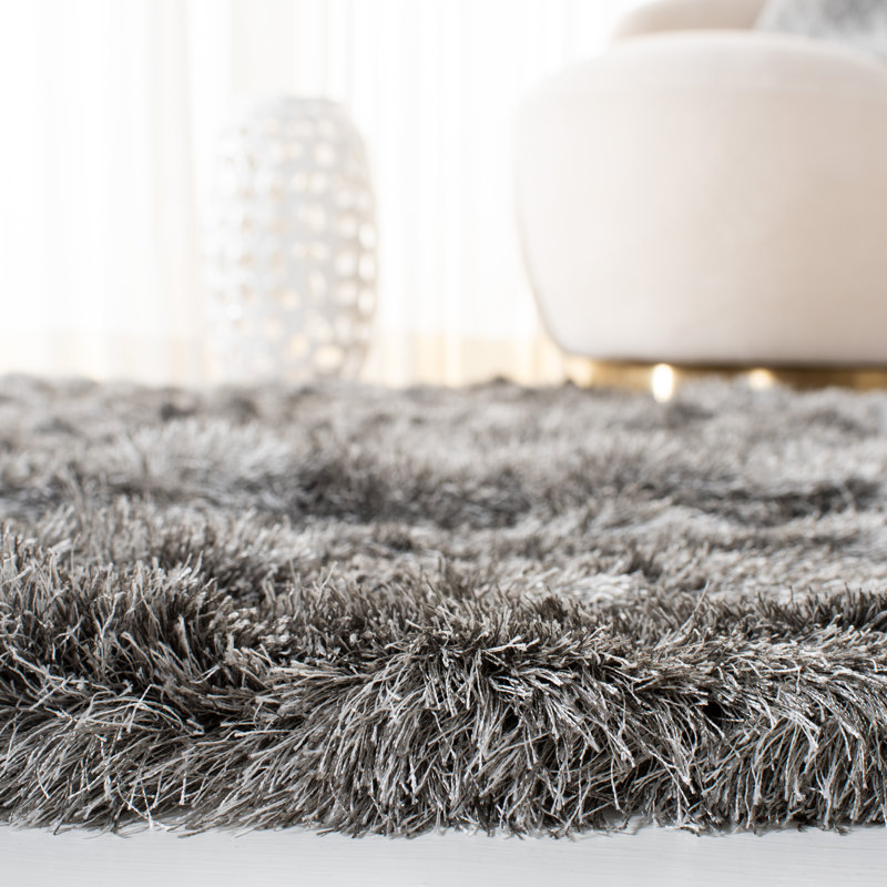 Cimah Shag Hand Tufted Performance Solid Color Rug, Round 9'