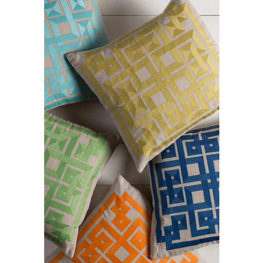 Gramercy Embroidered Reversible Pillow Cover, Green\Gray, 18" x 18"