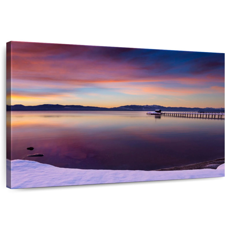 Alvord, mauve, lac Tahoe, lever de soleil d'hiver, H 8 po x l 12 po