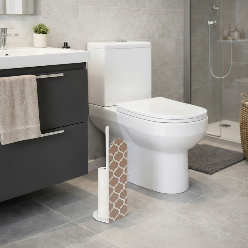 Porte-papier hygiénique sur pied beige géométrique