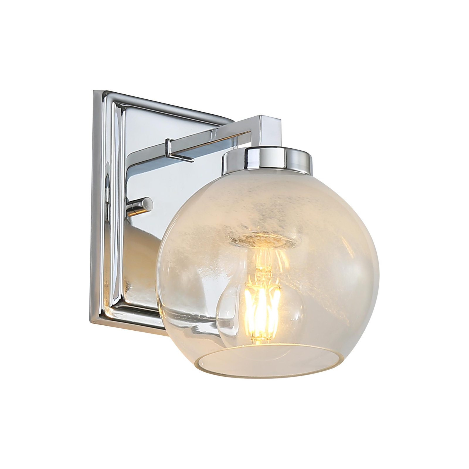 Nella 1 Light Bath Vanity in with Alabaster Shade, Chrome