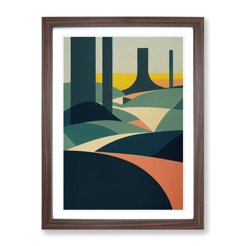 Forest Shapes No.1 - Framed Print, 46cm H x 34cm W x 2cm D, Walnut