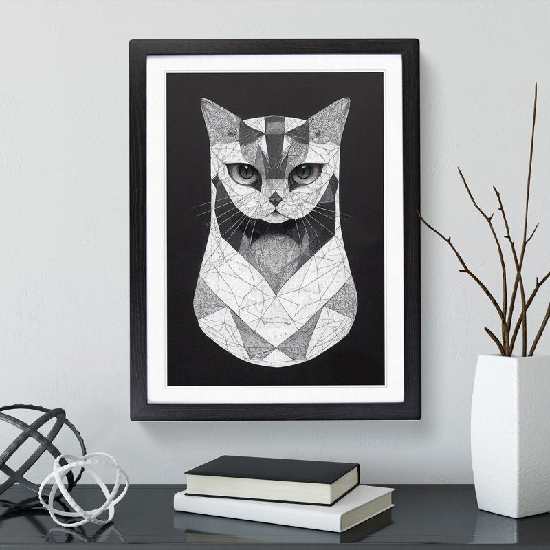 Ravishing Cat Abstract - Single Picture Frame Print, Black Framed, 64cm H x 46cm W x 2cm D