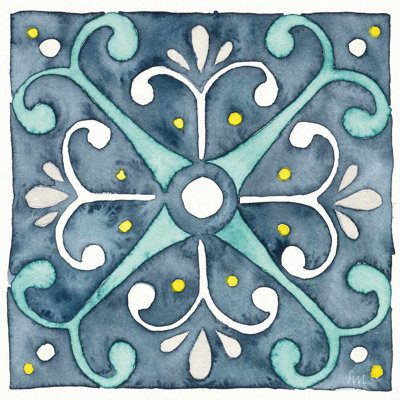 " Garden Getaway Tile III Blue " by Laura Marshall