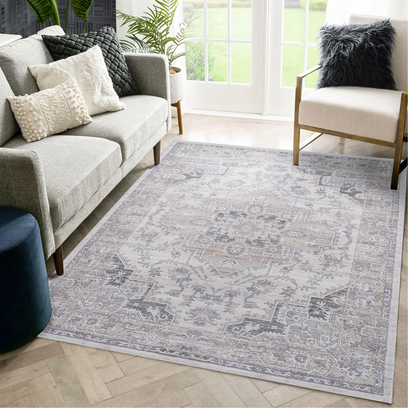 8X10 Ivory/Beige/Oriental Non-Shedding Living Room Bedroom Dining Home Office Stylish And Stain Resistant Area Rug
