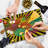 Ambesonne Retro Cutting Board Large Size Circular Stripes Multicolor