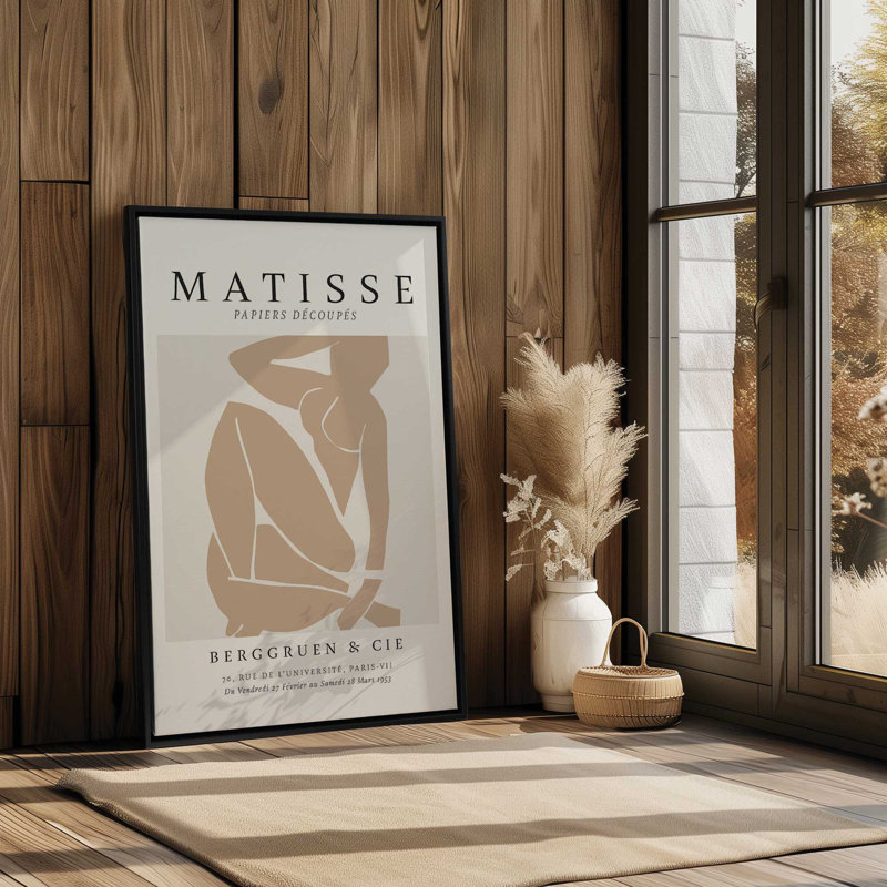 Matisse's Nude III en brun clair, Cadre flottant or poli, H 18,75 po x l 12,75 po x P 1,75 po