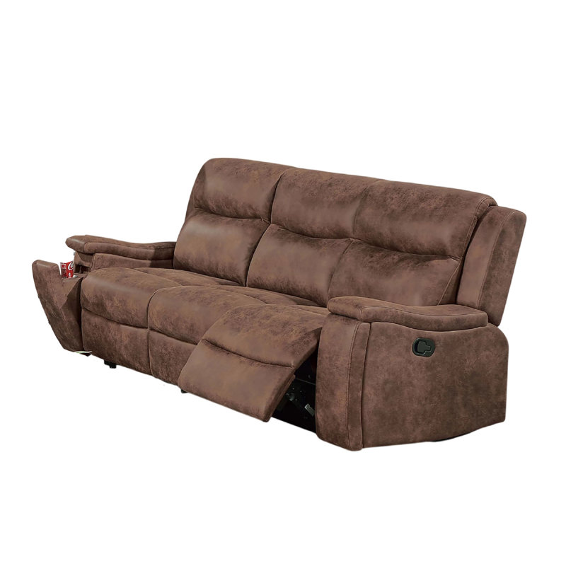 Canapé inclinable Verra avec porte-gobelets, similicuir brun noyer, 80 po, Noyer brun