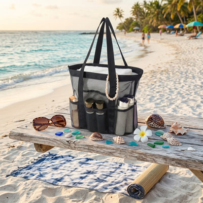 Sac à main en tissu Oxford, sac de plage en filet, sac de natation multipoches, sac de douche portable pour voyage, grand sac organisateur de plage avec doublure intérieure en option