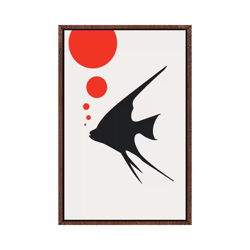 Blub Blub by Kubistika - Print on Canvas, Classic Brown Wood Floater Framed, 66.04cm H x 45.72cm W x 3.81cm D