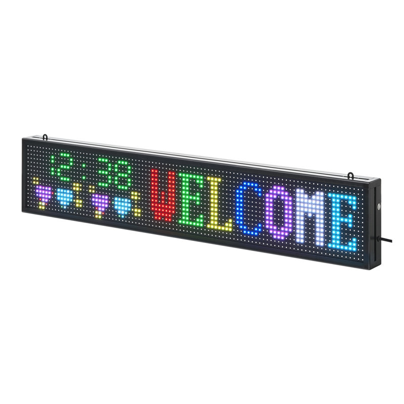 Programmable LED Sign, P10 Full Color Flexible Digital Scrolling Panel, DIY Custom Text Pattern GIF Display Board, Bluetooth APP Control Message Shop Sign for Store Business Advertising, 40x8 in