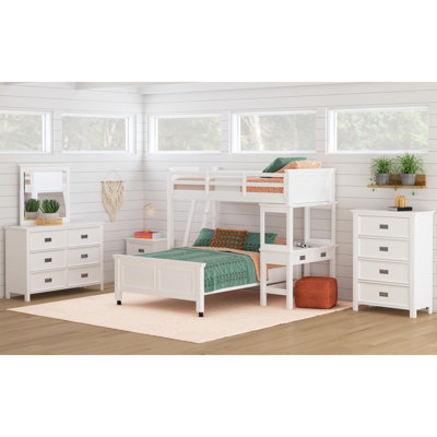 Guillot Kids Twin Over Full Loft With Ladder And Desk With Speaker 3PC Bedroom Set In White