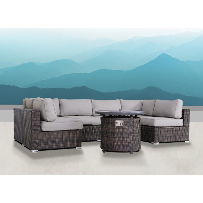 Ensemble de conversation pour 4 personnes avec coussins Biles Wicker