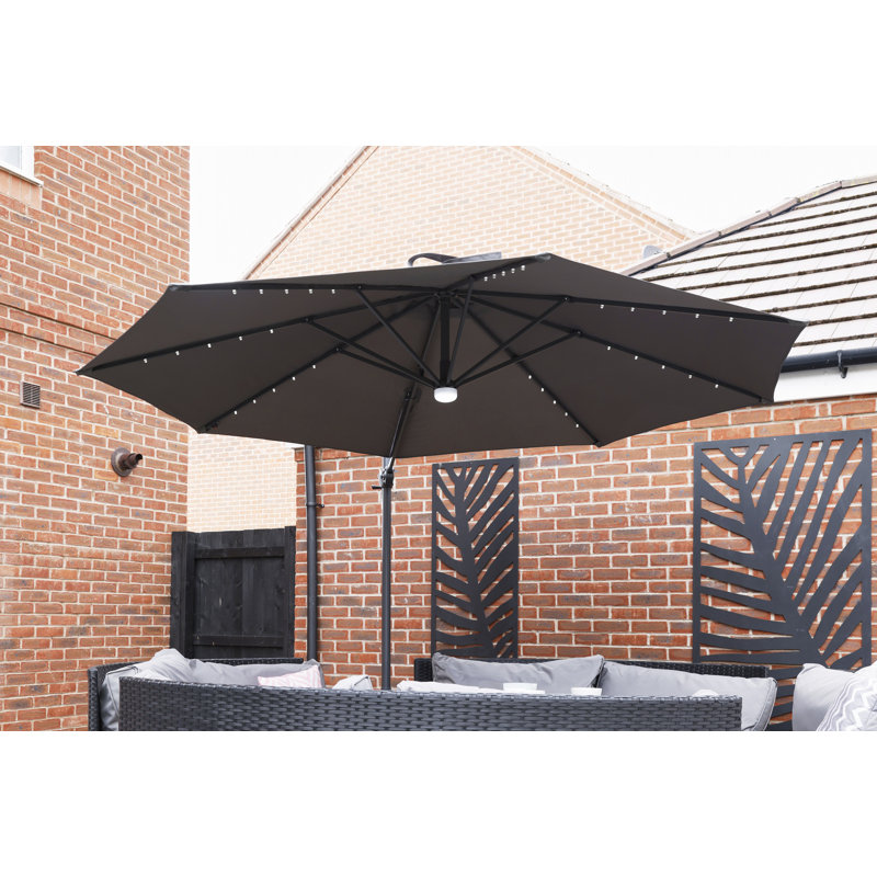 Adesubomi 300cm Lighted Cantilever Parasol, Grey