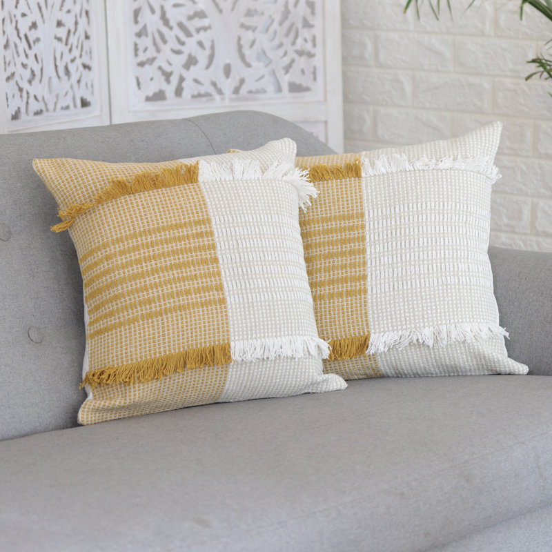 Housse de coussin d'intérieur, Miel / blanc