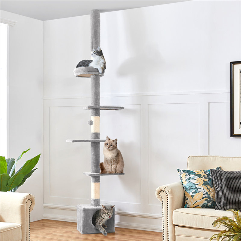 Arbre à chat de 7,4 à 8,7 pi du sol au plafond, Gris clair