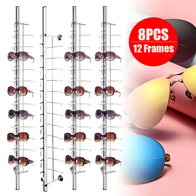 43.3'' H x 9.3'' W 8 pcs Aluminum Eyeglass Display Stand Rack with Lock
