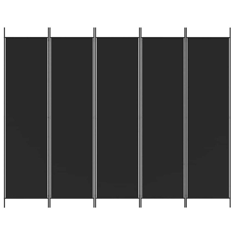 Paravent 5 panneaux diviseur d'intimité noir 98,4 x 78,7 po, Black