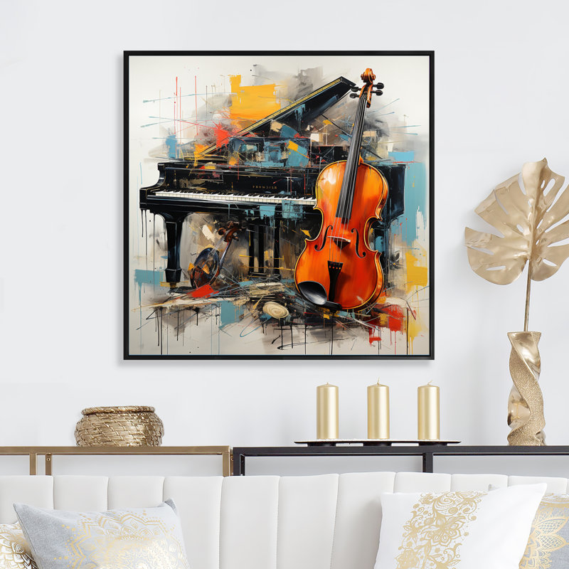 Musique dynamique ballade audacieuse - musique, art mural, Cadre flottant noir, H 16 po x l 16 po x P 1 po