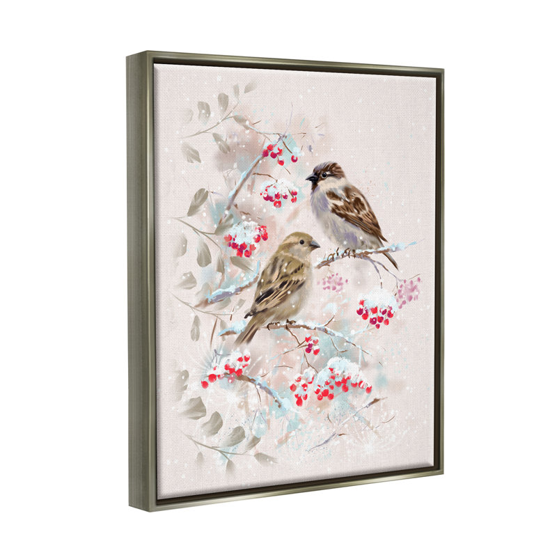 Art mural sur toile flottante avec pinsons saisonniers Wildon Home® par Pip Wilson, H 21 po x l 17 po x P 1,7 po