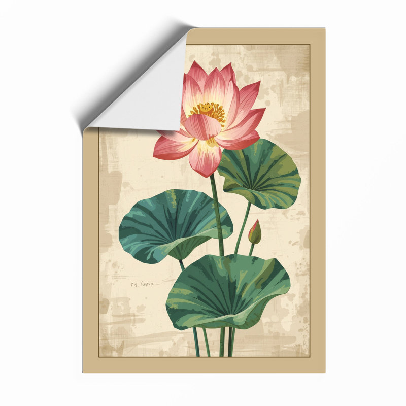 Lotus in Bloom Botanical - Framed Print, Unframed, A1 - 84.1 x 59.4 cm