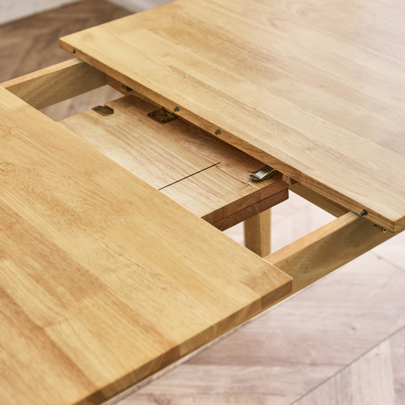 Alissah Rubberwood Extending Dining Table Set, 5 Pieces: Table, 2 Benches, 2 Chairs, Oak
