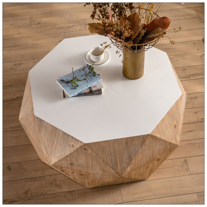 Modern Farmhouse Coffee Table Drum Coffee Table, American Retro Style Coffee Table For Office, Dining Room And Living Room