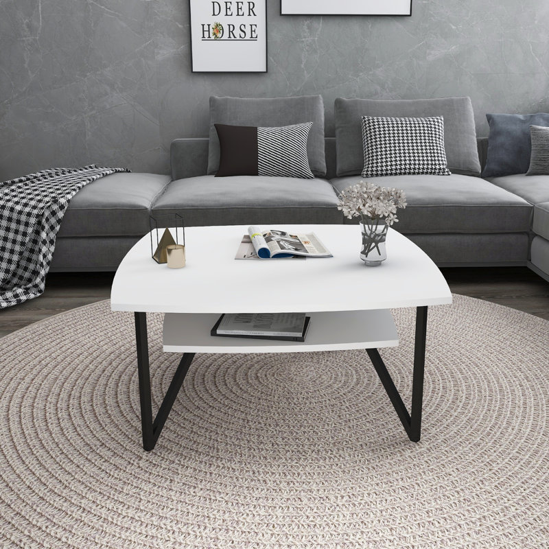 Flensburg Four Leg Coffee Table with Storage, White