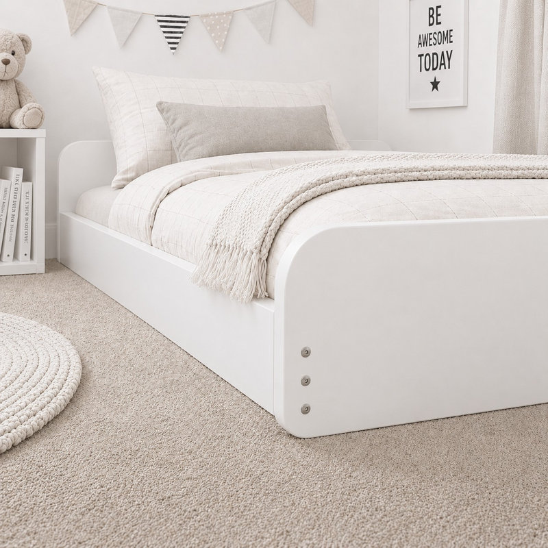 Leon Montessori Heavy Duty Solid Pine Bed Frame, Small Double (4'), White
