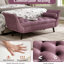 Repose-pieds mauve avec accoudoirs roulés, boutons et 2 coussins cylindriques pour centre de table décoratif-826817439