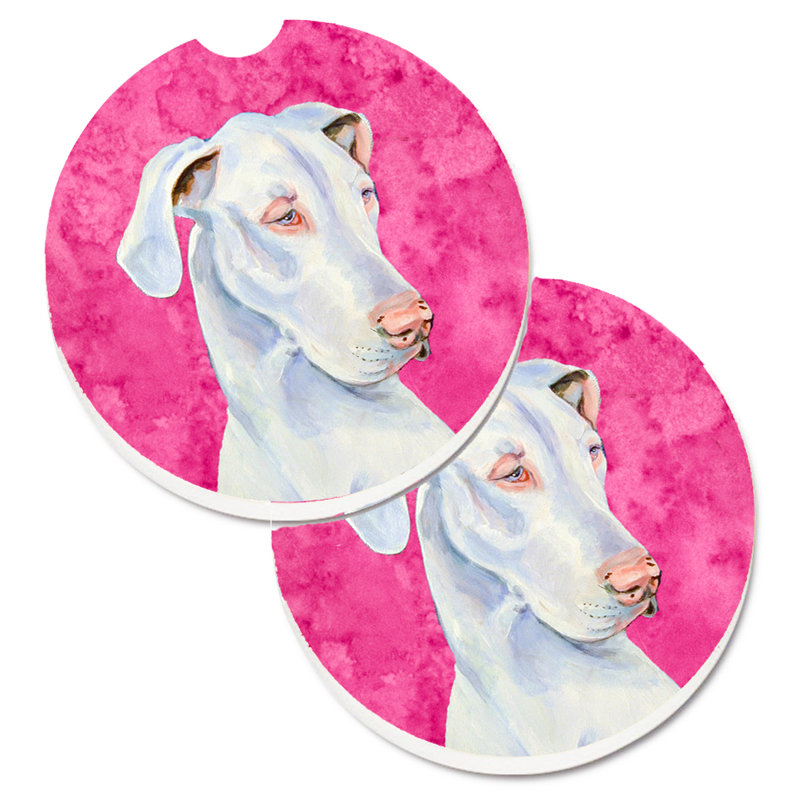 Sous-verre barbu collie voiture, Grand danois blanc