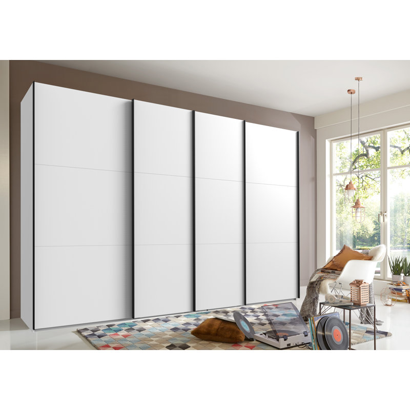 Guardino 4 Door Wardrobe, White, 216cm H x 350cm W x 65cm D