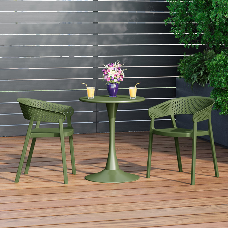 Outdoor Round Dining Set, Green