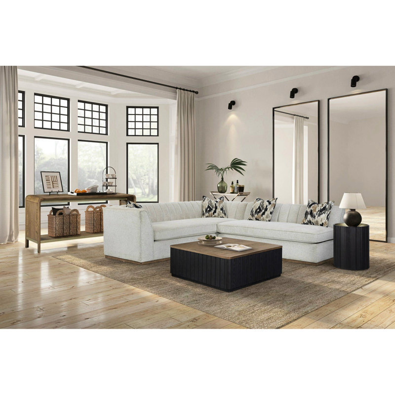 Table basse Modern Design, placages, finition bicolore, bois massif noir +, l 42,1 po de profondeur, 16,43 po de hauteur, 95,8 lb de table équipée,