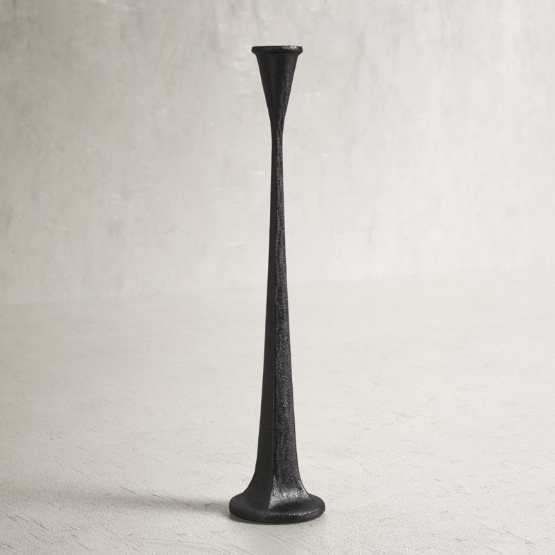 Iron Tabletop Candlestick, 14.13" H x 3" W x 3" D
