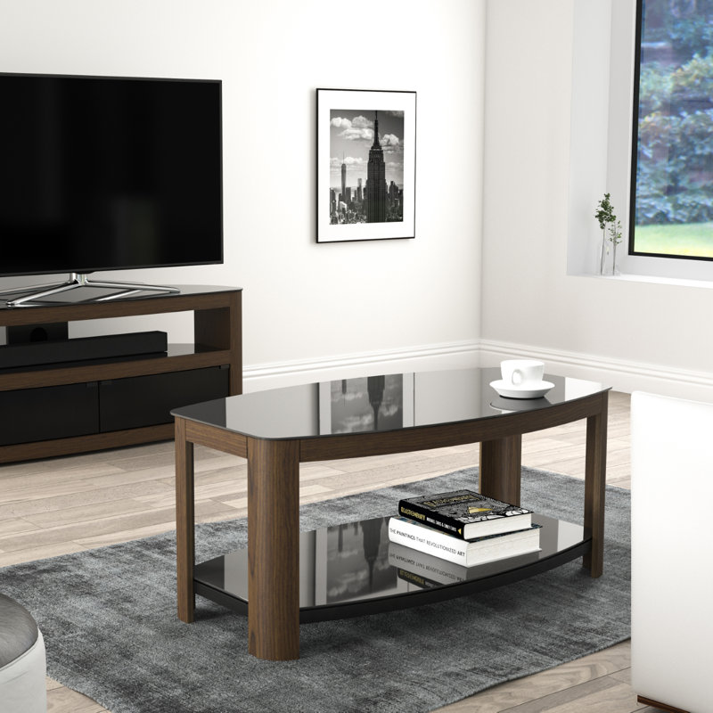 Bain Four Leg Coffee Table with Storage, Walnut