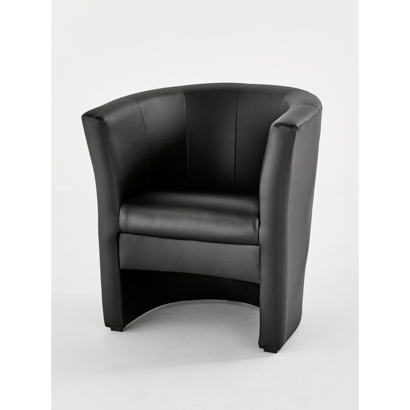 Bumber Faux Leather Barrel Chair, Black
