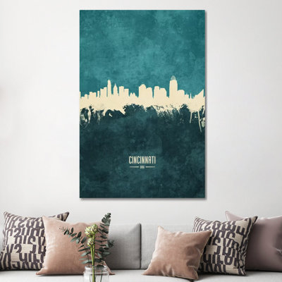 Cincinnati Ohio Skyline by Michael Tompsett - Wrapped Canvas Print