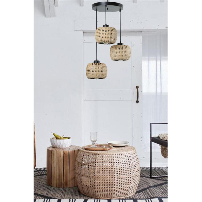 Luminaire suspendu tambour à 4 lumières Montsinger, Beige, 3