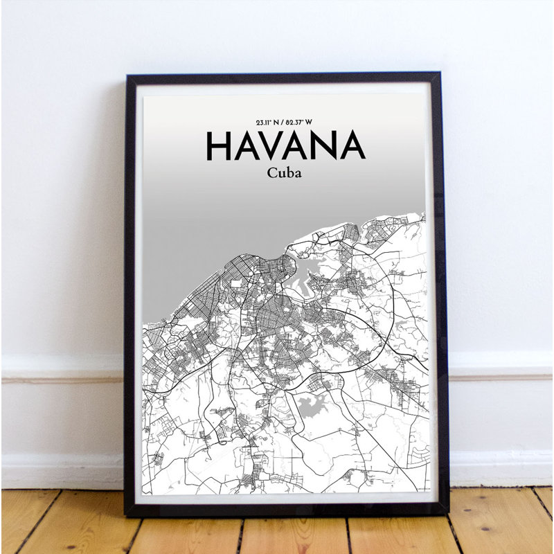 Havana City Map - No Frame Print, 91.4cm H x 61cm W x 0.1cm D