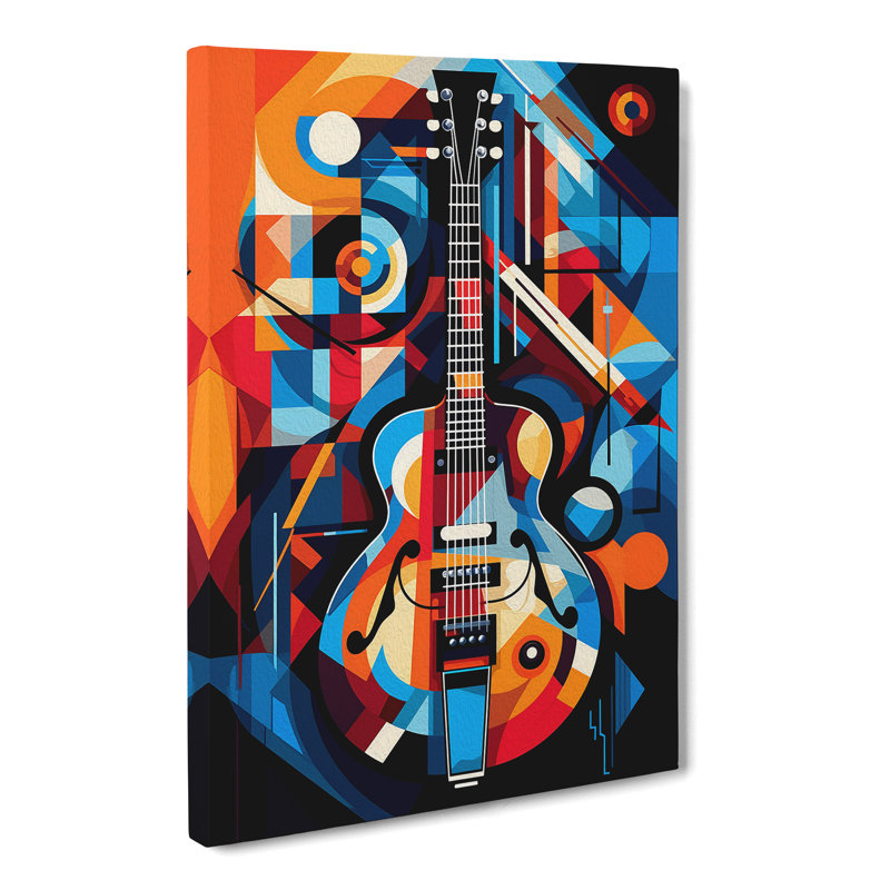 Electric Guitar Cubism - Wrapped Canvas Print, 60cm H x 40cm W x 3cm D