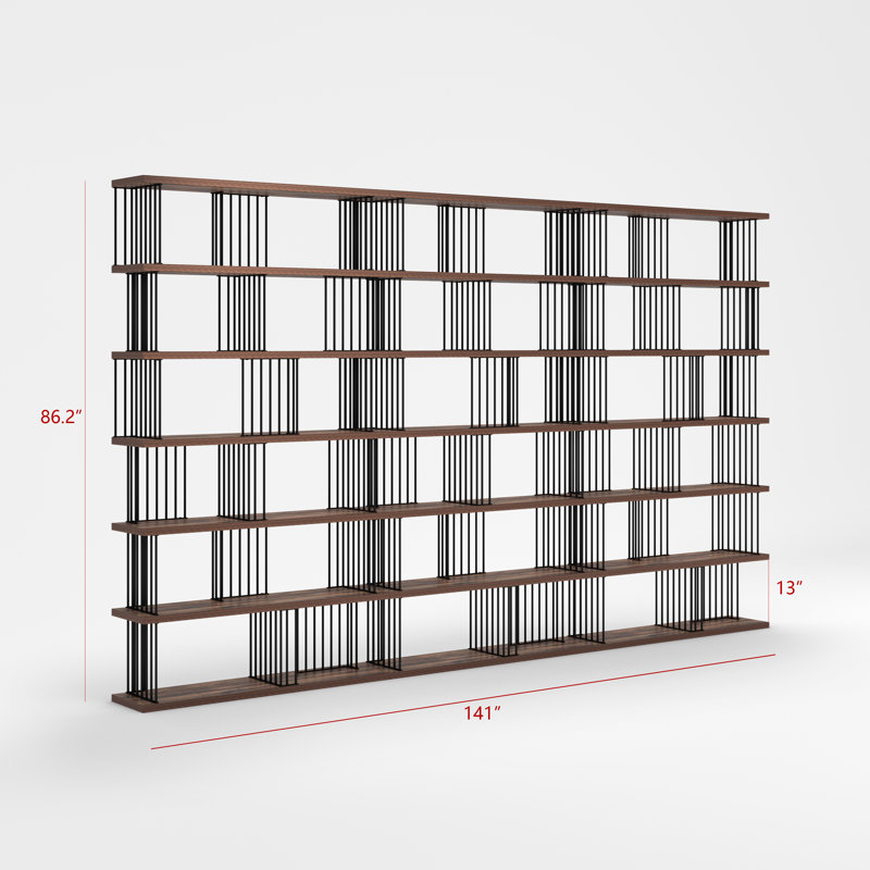 Bookcase, (6 Shelves) 86.2"H x 141.7"W x 11.8"D