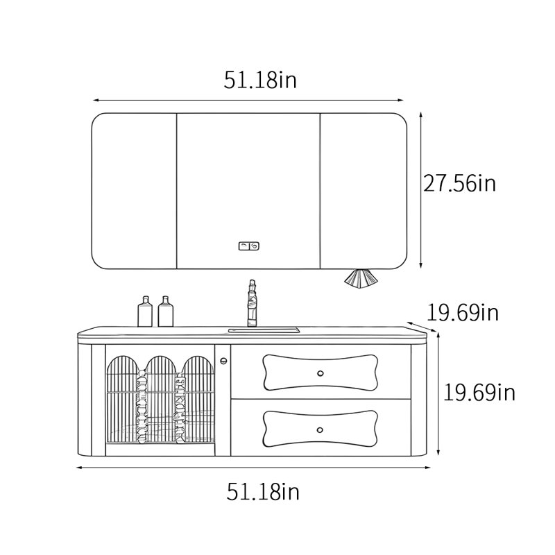 Armoire de salle de bain de style américain rétro., 51.18", Noir, noir, noir, noir