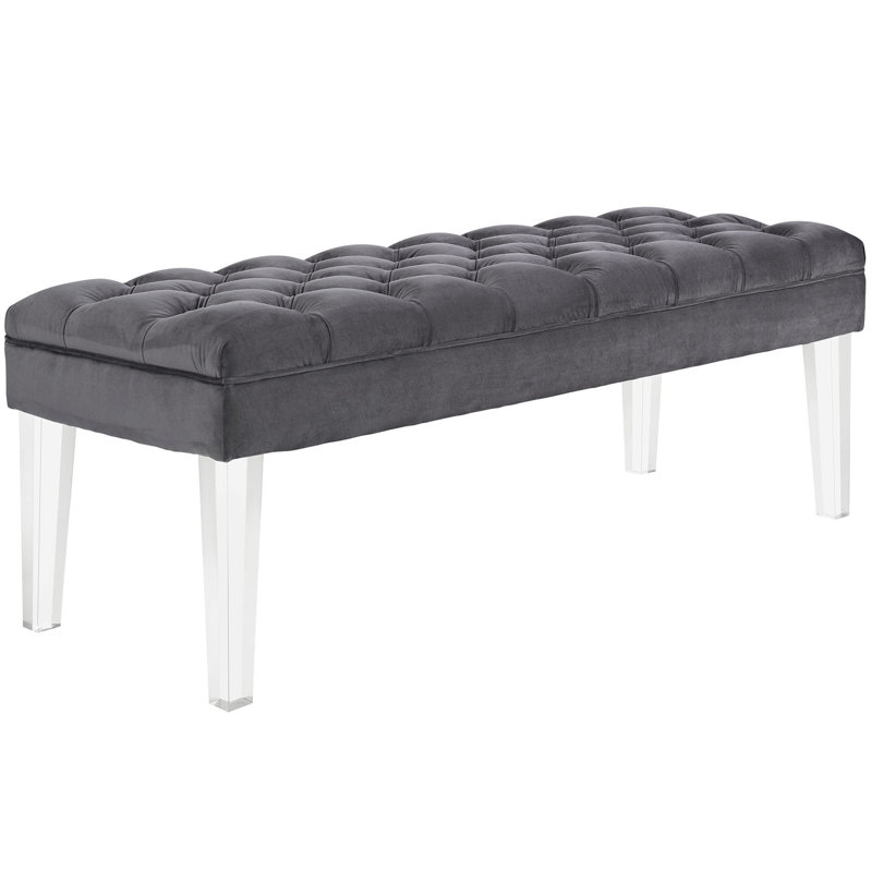 Banc en velours Valet, Gris